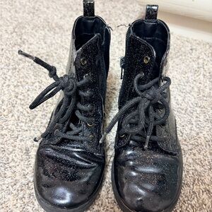 Sparkly Black Lace Up Kids Boots